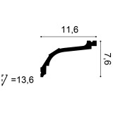Карниз потолочный особопрочный из полиуретана Orac Decor гибкий Flex С220F (76 мм)