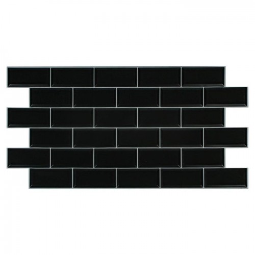 Панель ПВХ Блок черный белый шов (966*484 мм)