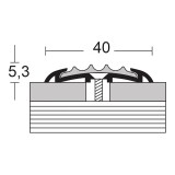 Стыкоперекрывающий антискользящий одноуровневый алюминиевый порог А07 (40 мм) Серебро (0,9 м)