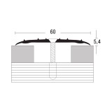 Стыкоперекрывающий одноуровневый алюминиевый порог с отверстиями А60 (60 мм) Дуб арктический №105 (1,8м)