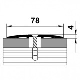 Стыкоперекрывающий одноуровневый алюминиевый порог с отверстиями А80 (78 мм) Серебристая сосна (1,8м)