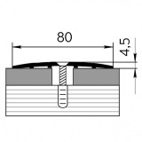 Стыкоперекрывающий одноуровневый алюминиевый порог с отверстиями А80 (80 мм) Дуб светлый (1,8м)
