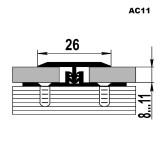 Т-образный алюминиевый порог АС11 (26 мм) Венге