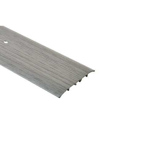 Стыкоперекрывающий одноуровневый алюминиевый порог с отверстиями Аг60 (60 мм) Ольха серая №102 (0,9м)