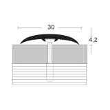 Стыкоперекрывающий одноуровневый алюминиевый порог со скрытым крепежом В1 (30 мм) Венге №094 (1,8 м)