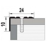 Порог-угол Д1, 24х10 мм, алюм. анодированный, Серебро (не), 0,9 м