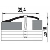 Разноуровневый порог С4, 39,4 мм, алюм. анодиров., Серебро (не), 1,8 м
